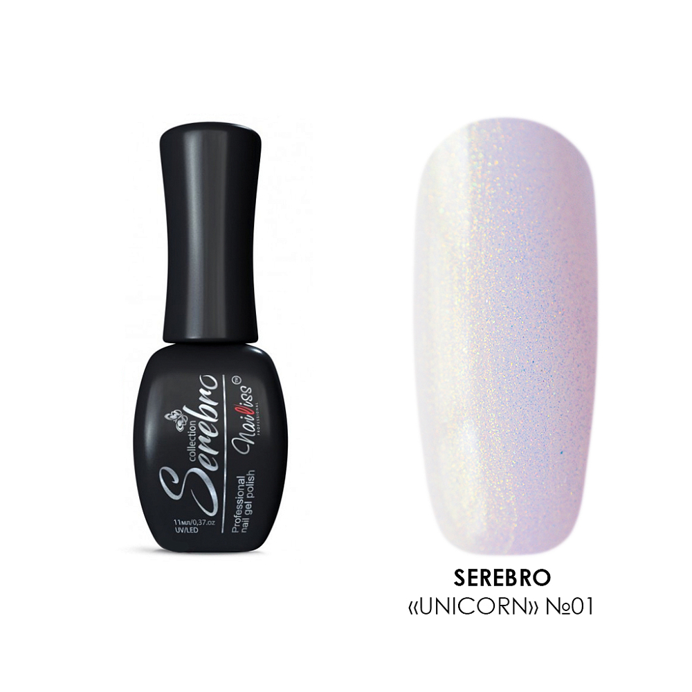 Serebro, гель-лак "Unicorn" с эффектом втирки (№01), 11 мл Serebro, гель-лак "Unicorn" с эффектом втирки (№01), 11 мл