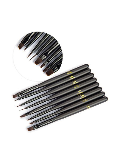 TNL, набор №141 каучуковая база для гель-лака Rubber base coat, кисти для росписи (Black)