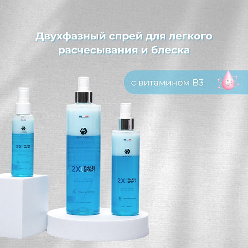 Adricoco, двухфазный спрей для легкого расчесывания и блеска с комплексом витаминов B3, 100 мл