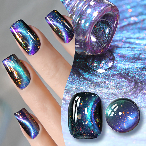 Born Pretty, Glitter Cat Magnetic Gel - магнитный гель-лак "кошачий глаз" с глиттером MY35, 10 мл