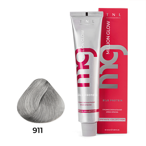 TNL, Million glow Silk protein - крем-краска для волос (911 Осветляющий серебристый пепельный), 60мл