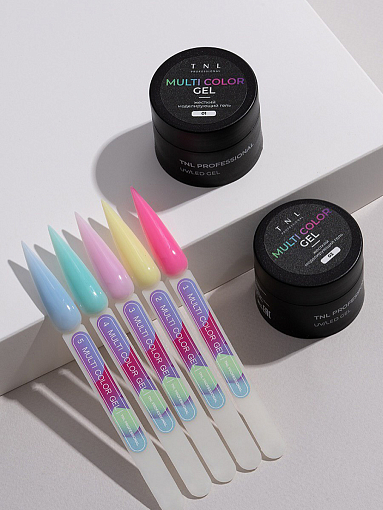 TNL, набор №62 жесткий гель для наращивания и укрепления Multi Color Gel (5 оттенков по 15 мл)