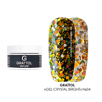Grattol, Gel Crystal Bright - гель со светоотражающим глиттером №04, 15 мл