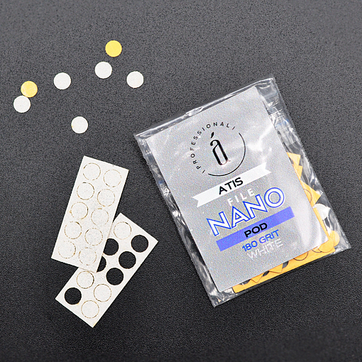 Atis, сменные файлы для педикюрного диска NanoPOD D5 (White, 180 грит), 60 шт