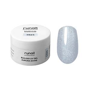 RuNail, BUILDER UV GEL AURORA SHINE - моделирующий УФ-гель c шиммером №9823, 15 гр