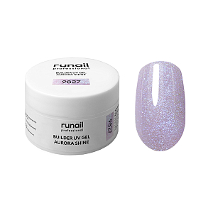RuNail, BUILDER UV GEL AURORA SHINE - моделирующий УФ-гель c шиммером №9827, 15 гр