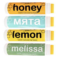 Сделанопчелой, набор бальзамов для губ (Honey, Мята, Lemon, Melissa), 4 шт