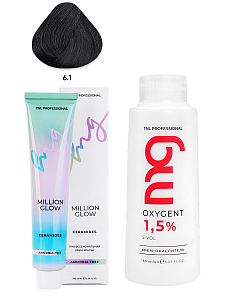 TNL, набор №184 крем-краска для волос Ammonia free №6.1, крем-окислитель Oxigent 1,5% (5 vol)