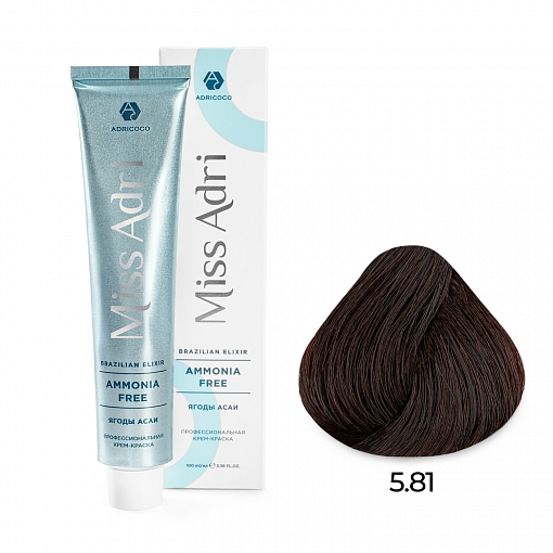 Adricoco, Miss Adri Brazilian Elixir Ammonia free - крем-краска для волос (оттенок 5.81), 100 мл