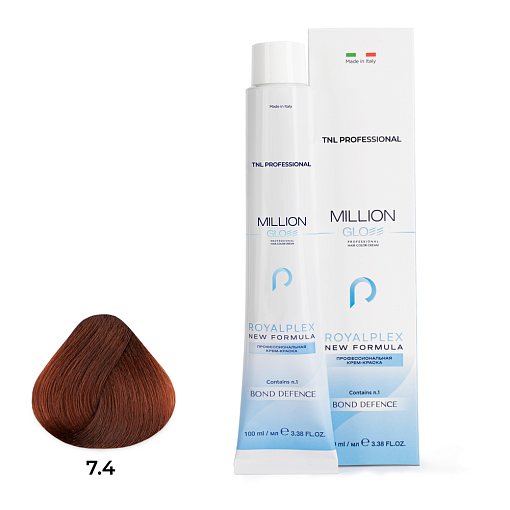 TNL, Million Gloss - крем-краска для волос (7.4 Блонд медный), 100 мл