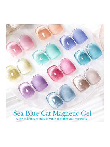 Born Pretty, Sea Blue Cat Magnetic Gel - светоотражающий магнитный гель-лак SB-14, 10 мл