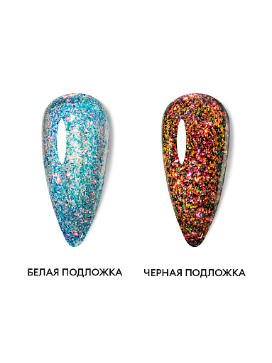RuNail, моделирующий УФ-гель с эффектом битого стекла BUILDER UV GEL Калейдоскоп №10083, 15 гр