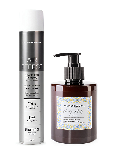 TNL, набор №138 парфюмированный крем для рук и тела Hand & Body Cream, лак для волос Air Effect