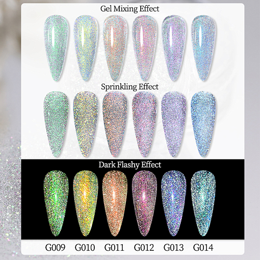 Aurora Reflective Glitter Powder - светоотражающий пигмент для дизайна ногтей G014, 1 шт
