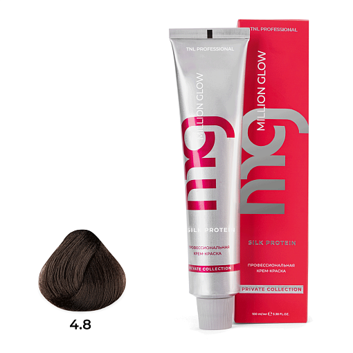 TNL, Million glow Silk protein - крем-краска для волос (4.8 коричневый шоколадный), 100 мл