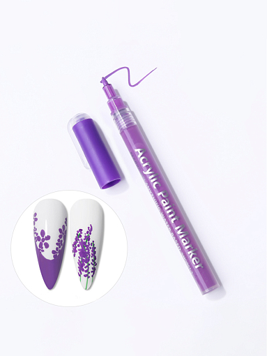 Born Pretty, набор акриловые маркеры для ногтей (белый, золото, серебро) + подарок (фиолетовый)