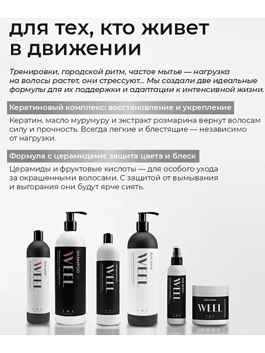 TNL, WEEL - бальзам для волос кератиновый комплекс восстановление и гладкость, 1000 мл