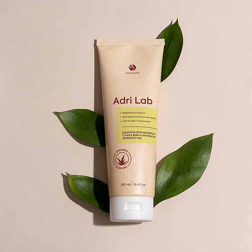 Adricoco, Adri Lab - шампунь для волос против перхоти с алоэ вера и зеленым чаем, 250 мл