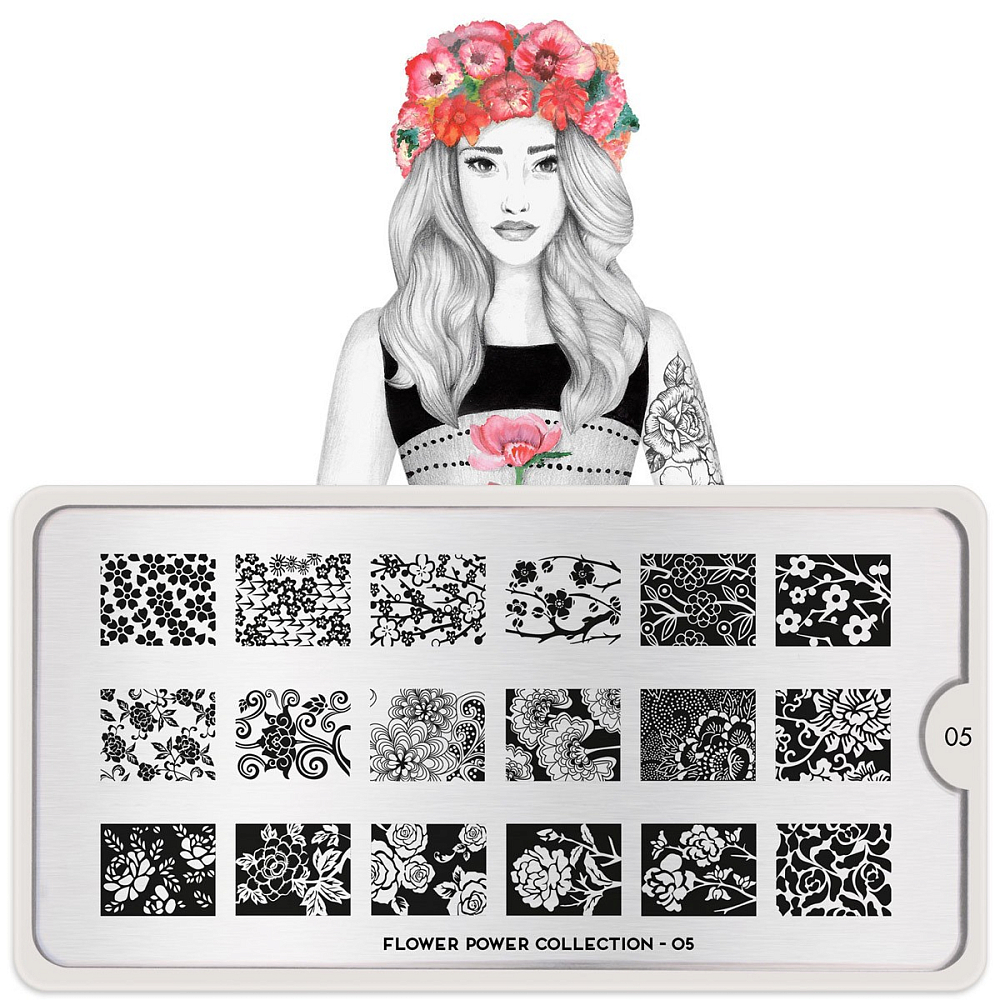 MoYou London, плата для стемпинга (Flower Power 05)