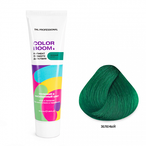 TNL, Color boom - пигмент прямого действия для волос без окислителя (зеленый), 100 мл