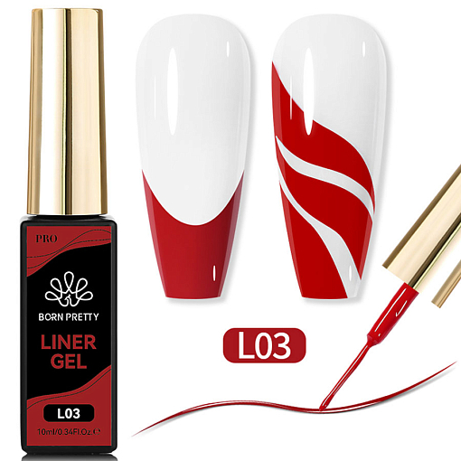Born Pretty, Pure Color Liner Gel - гель-лак с тонкой кистью для дизайна ногтей L03, 10 мл
