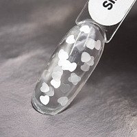 Patrisa nail, Romantic gel Single- прозрачный гель для дизайна с глянцевыми белыми сердцами, 5 гр
