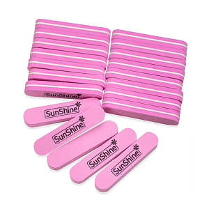 SunShine, пилка для шлифовки мини розовая S14PK-M (100/180), 20 шт