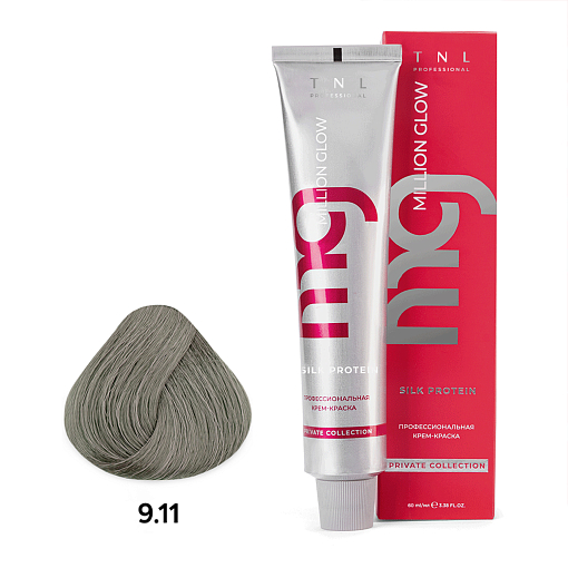 TNL, Million glow Silk protein - крем-краска для волос (9.11 Очень светлый блонд интенсивный пепел.)