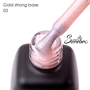 Serebro, Gold strong base - камуфлирующая база с золотыми блестками №03, 11 мл