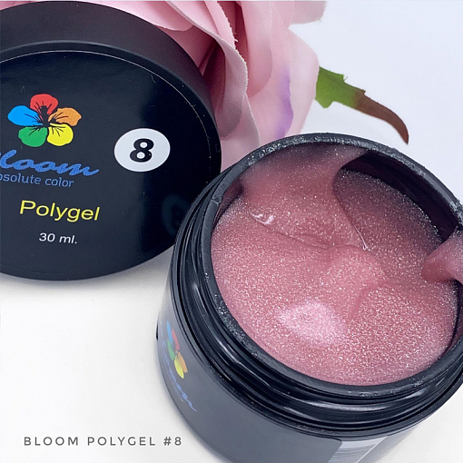 Bloom, полигель №8 (искрящийся розовый), 30 мл