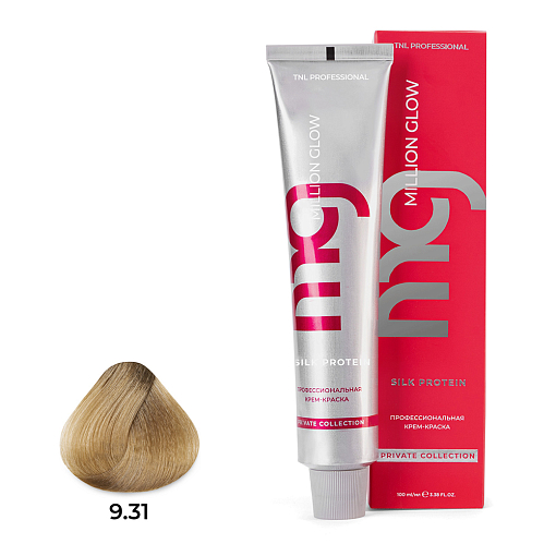 TNL, Million glow Silk protein - крем-краска для волос (9.31 светлый блонд золот. бежевый), 100 мл