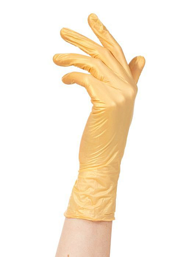 Adele, перчатки для маникюриста нитриловые (золото, M), 50 пар