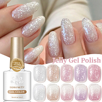 Born Pretty, Jelly Nude Gel - гель-лак желе с блестками №04, 10 мл