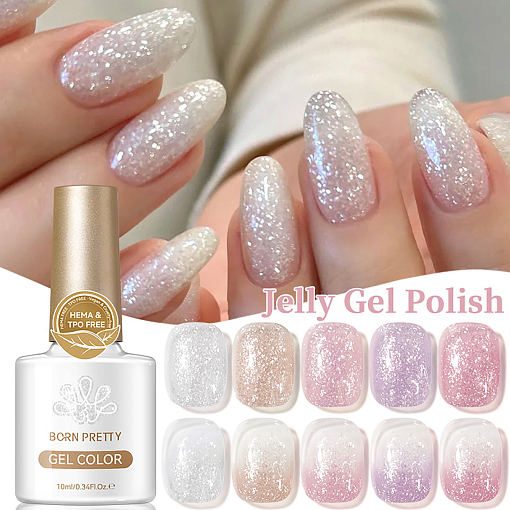 Born Pretty, Jelly Nude Gel - гель-лак желе с блестками №04, 10 мл