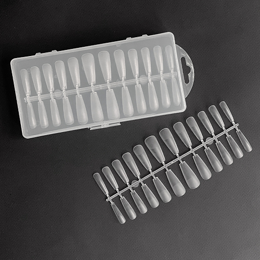 Типсы гелевые контейнер (№01, прозрачные матовые, с контактной зоной), 144 шт