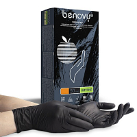 Benovy, Nitrile MultiColor - перчатки нитриловые особопрочные (черные, XS), 50 пар