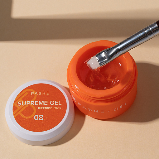 PASHE, Supreme Gel - жесткий гель для наращивания №8 (прозрачный), 15 мл