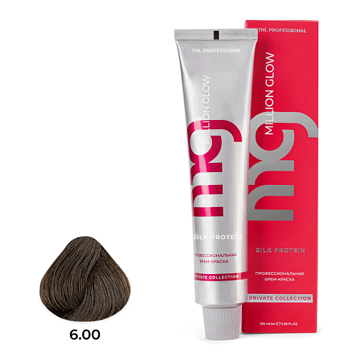 TNL, Million glow Silk protein - крем-краска для волос (6.00 темный блонд интенсивный ), 100 мл