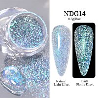 Aurora Reflective Glitter Powder - светоотражающий пигмент для дизайна ногтей G014, 1 шт