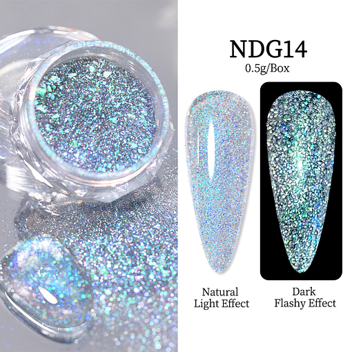 Aurora Reflective Glitter Powder - светоотражающий пигмент для дизайна ногтей G014, 1 шт