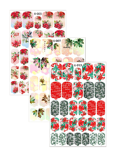 Anna Tkacheva, набор №121 наклейки пленки для дизайна ногтей (цветы, ягоды, листья), 3 шт