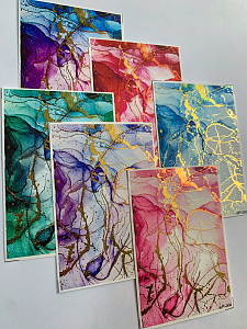 Anna Tkacheva, набор №35 слайдер-дизайн фольгированная акварель Alcohol ink, 6 шт