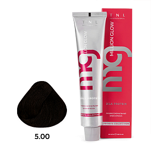 TNL, Million glow Silk protein - крем-краска для волос (5.00 Светлый коричневый интенсивный), 60 мл