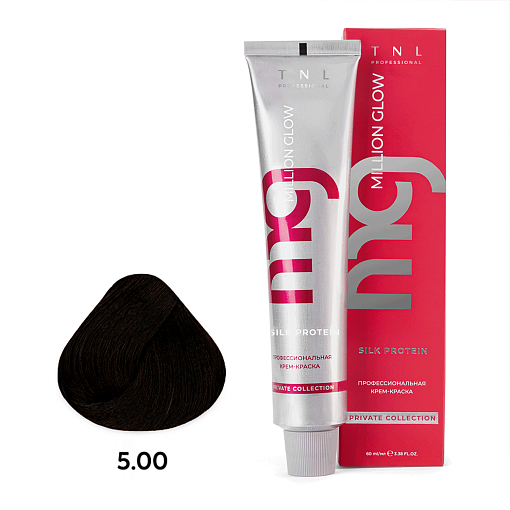 TNL, Million glow Silk protein - крем-краска для волос (5.00 Светлый коричневый интенсивный), 60 мл