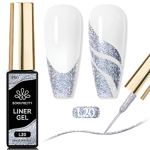 Born Pretty, Glitter Liner Gel - гель-лак с тонкой кистью для дизайна ногтей L20, 10 мл