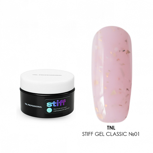 TNL, Stiff Gel Classic - жесткий камуфлирующий гель с поталью №01 (розовый), 18 мл