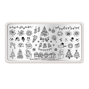 Born Pretty, пластина для стемпинга 12*6 см (MERRY CHRISTMAS-N13)