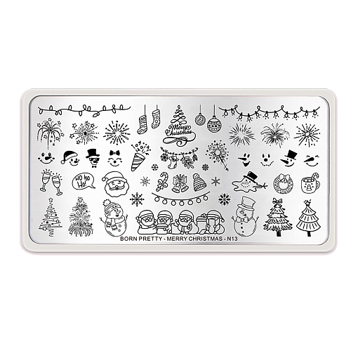 Born Pretty, пластина для стемпинга 12*6 см (MERRY CHRISTMAS-N13)