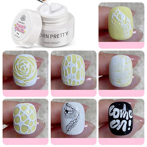 Born Pretty, гель для дизайна ногтей Poke Nail Gel white (белый), 5 гр