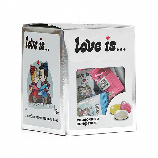 Сливочные жевательные конфеты "Love is" (зол/сереб в случ. цвете), 105 гр